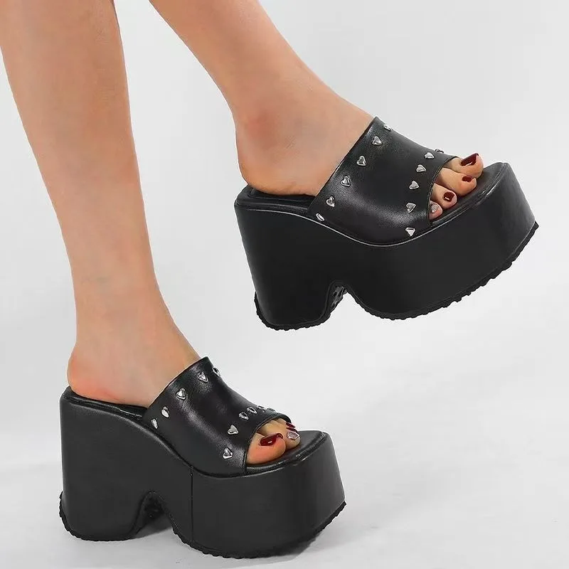 

Тапочки на толстой подошве 10 см с квадратной головкой, большие размеры 34–43, повседневные корейские женские летние сандалии, обувь для бисквита