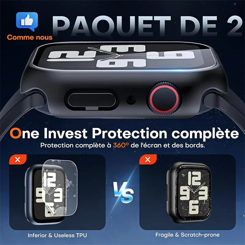 Tempered Glass+Cover For Apple Watch 10 42mm 46mm Matte Hard PC Bumper Screen Protector Case iWatch series 10 42/46 Accessories