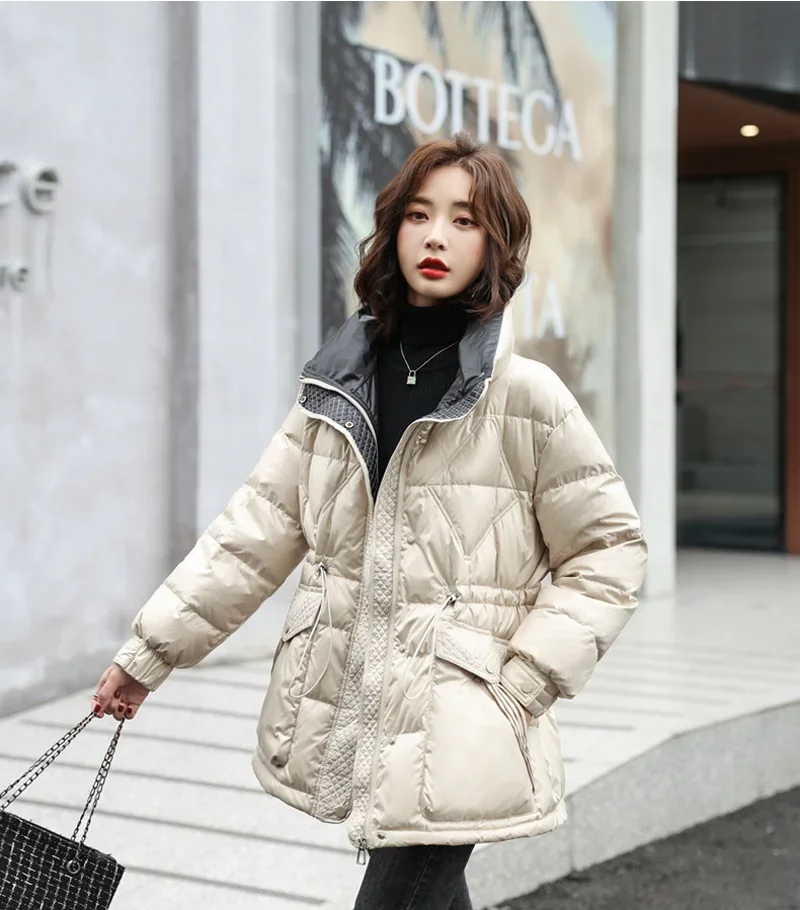 Custom outdoor warm turn-down collar winter coats for ladies women girdling thinny fashion women's coats factory