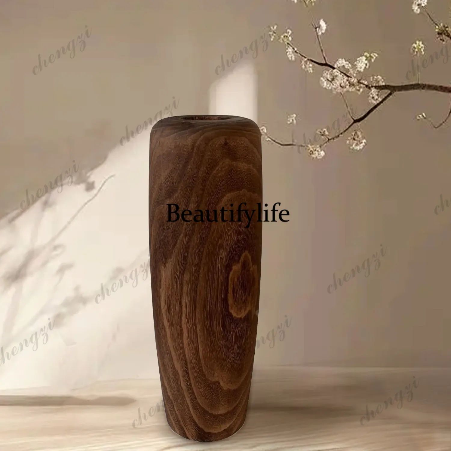 Medieval solid wood vase, simple dried flowers, floor-to-ceiling flowers, table decoration, bed and breakfast living room