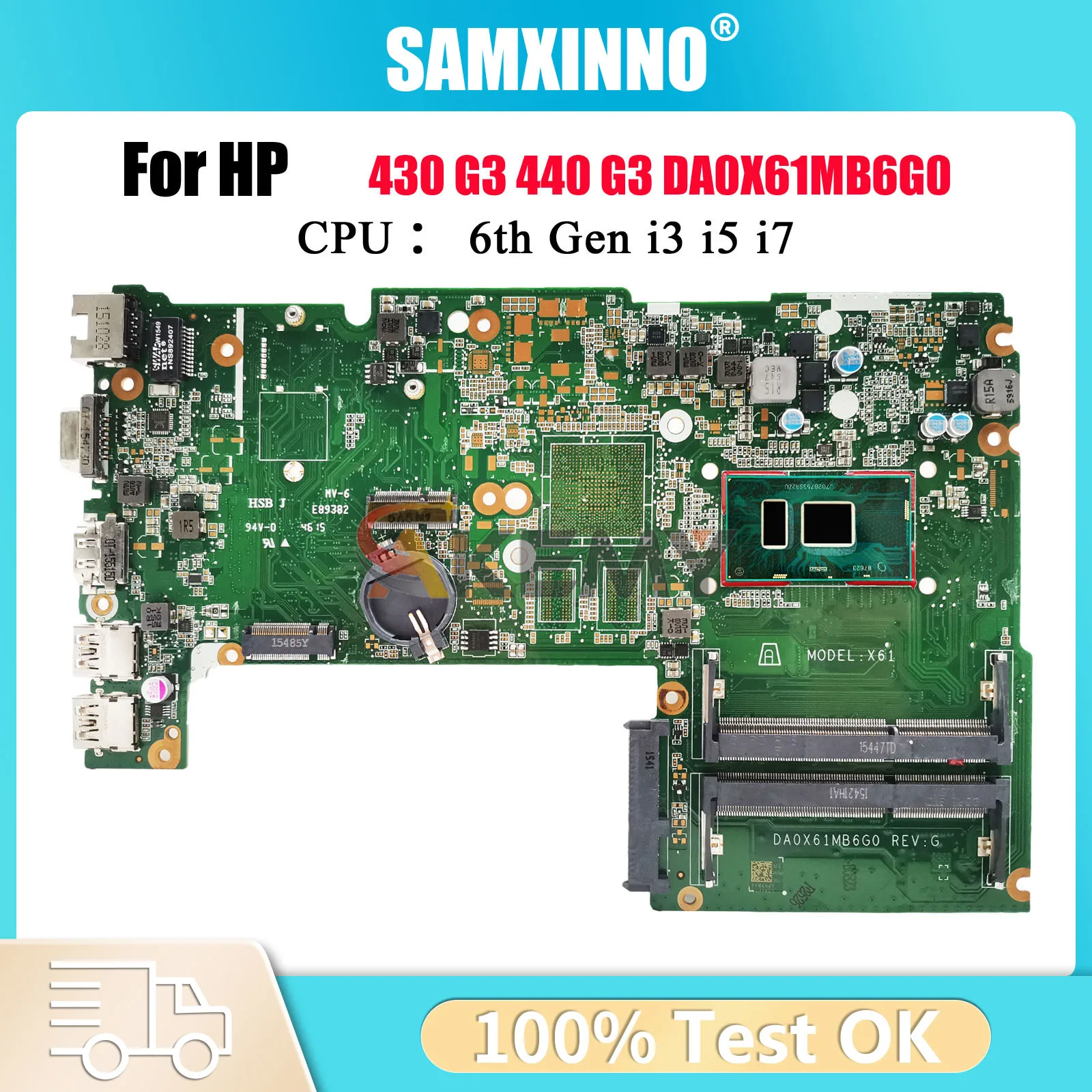 

DA0X61MB6G0 Материнская плата для ноутбука HP ProBook 440 430 G3 с процессором i3 i5 i7 DDR3L 830935-001 830934-601 100% полностью протестирована