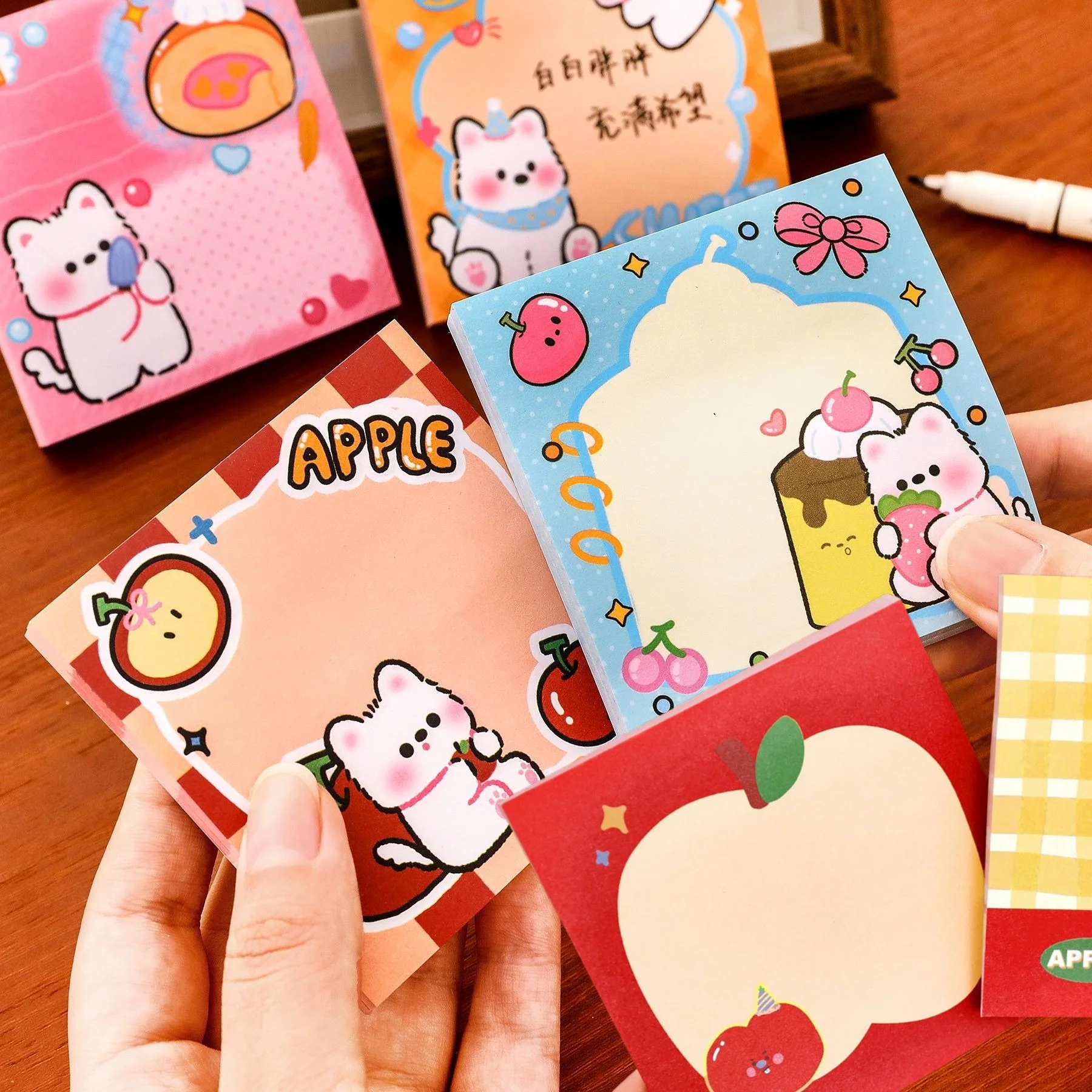 200/400sheets Office Sticky Notes for Student Stationery Westie Dog Capybara Cartoon for Memo Panda Self-adhesive More 20 Colors