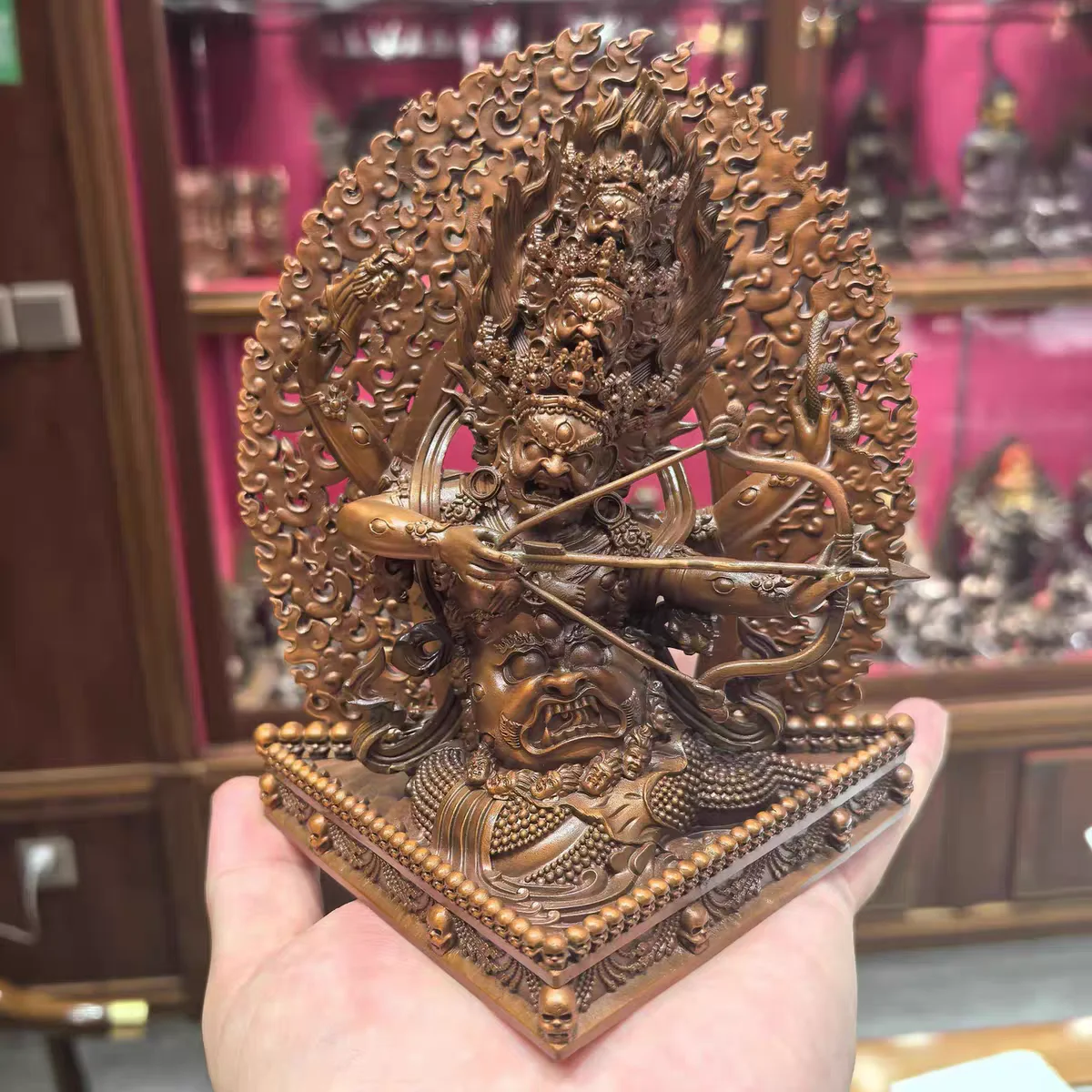 Rahula Dharma Protector/Lahula Dharma Protector/Rahula 15cm red Copper Buddha Statue