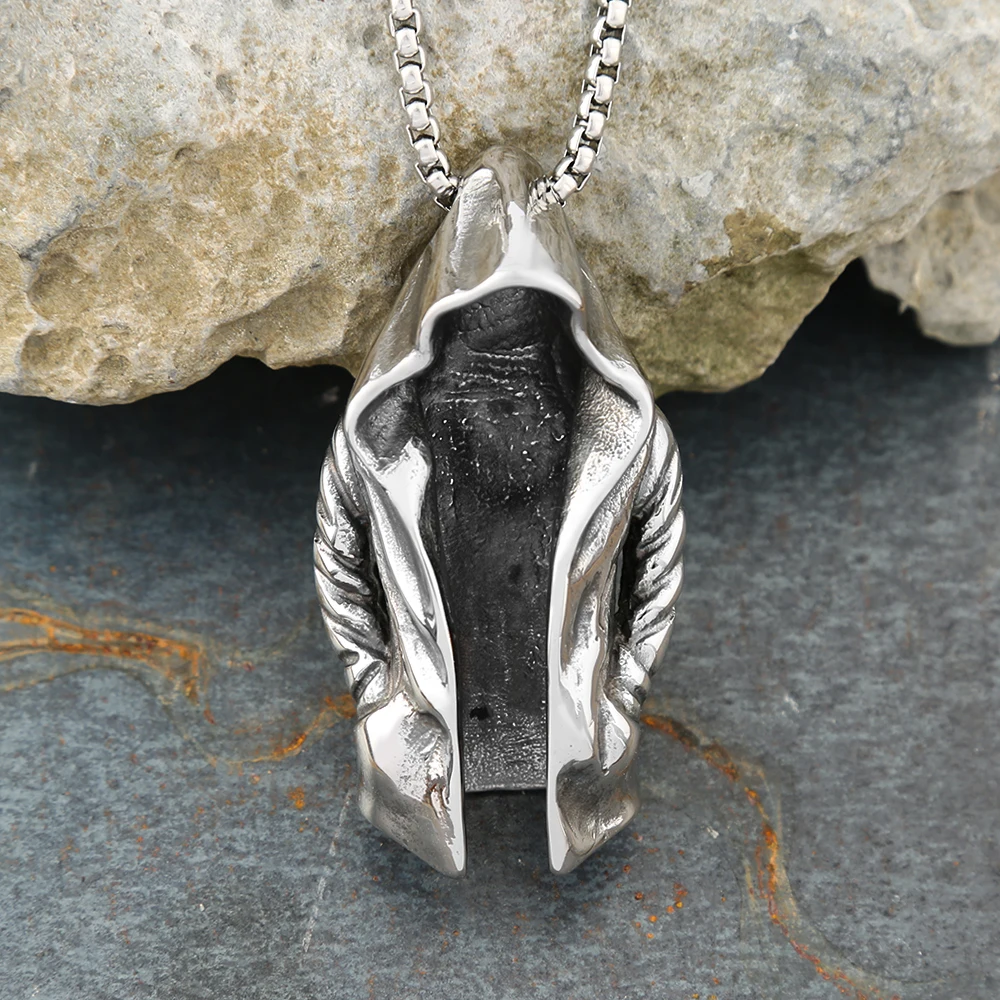 Cool Punk Vintage Assassin Cloak Man In Black Pendant Necklaces For Men Boys Stainless Steel Personality Hip Hop Jewelry Gifts