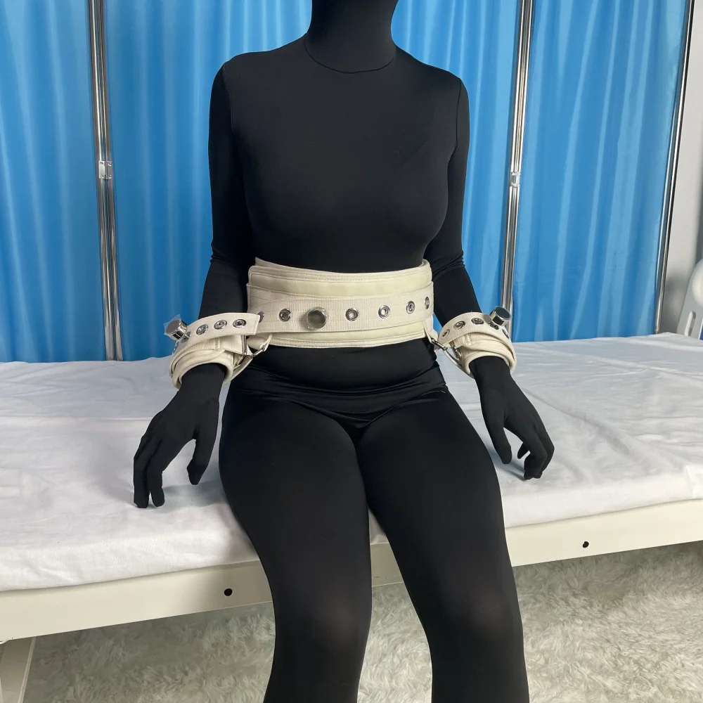 Waist Locking Belt with Detachable Hand Restraints Quick-Release Magnetic Locks for Agitated Patients Safety Restraint Device