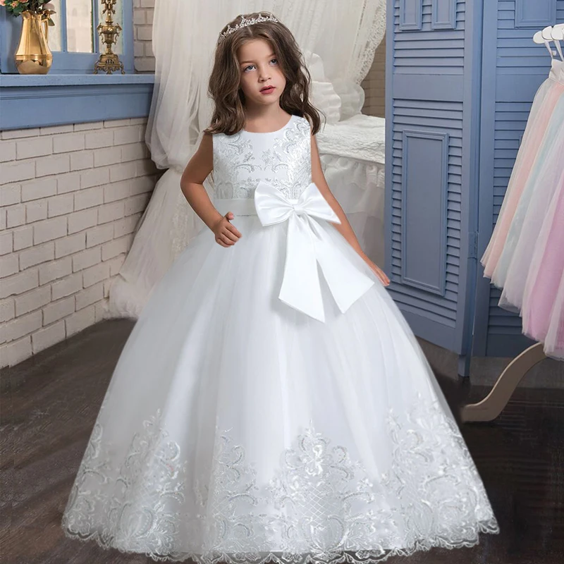 New Christmas Party Princess long dress children\'s dress children\'s gauze lace birthday party dinner ball big butterfly dress