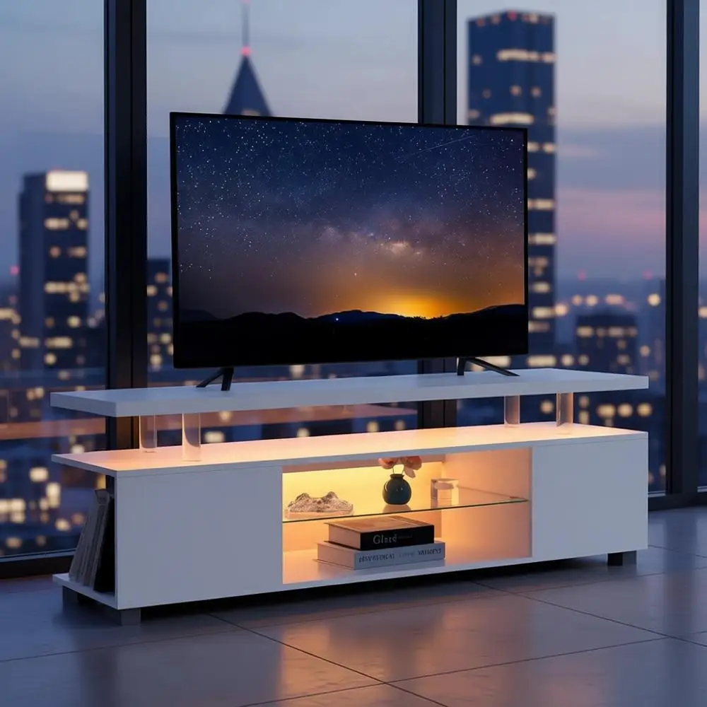 

Modern TV Stand for 55-65 Inch LED TVs with Storage, Ideal for Living Room Entertainment Centers