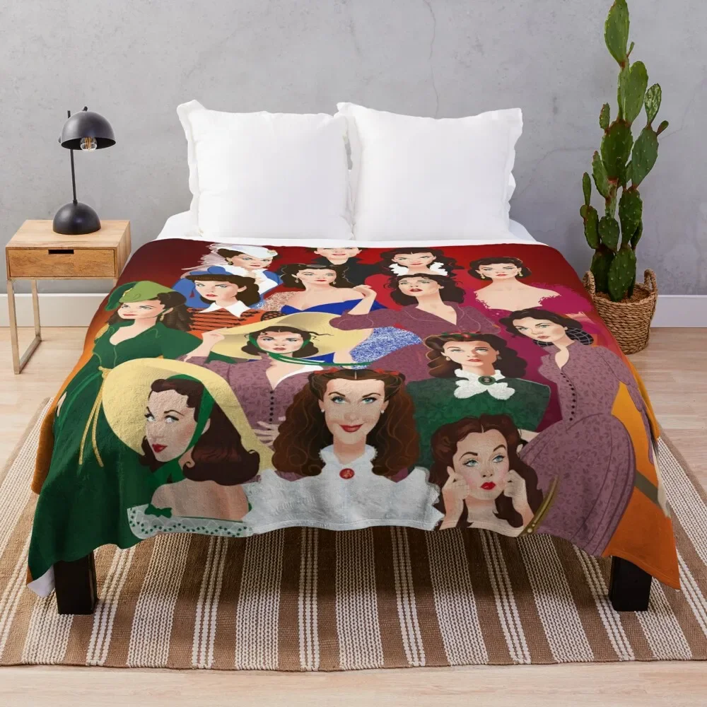 

Scarlett O'Hara Throw Blanket Fashion Sofas Flannel Fabric Quilt cosplay anime Blankets