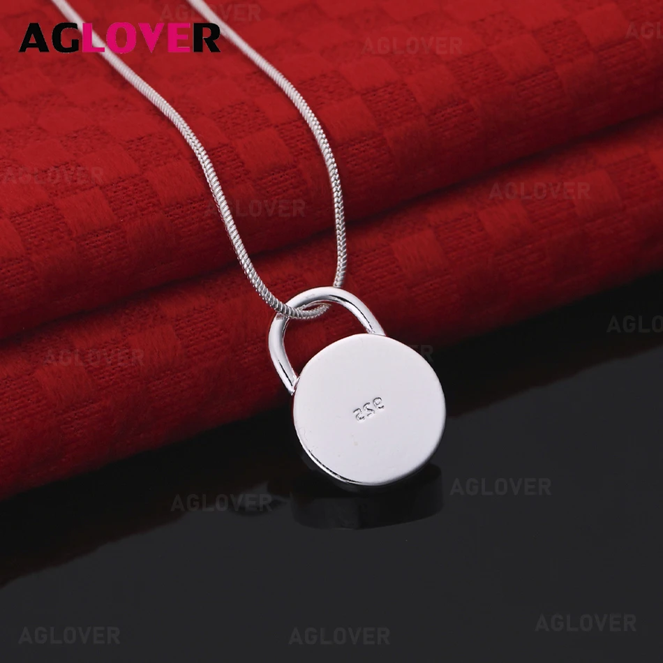

AGLOVER 925 Sterling Silver Smooth Solid Round Pendant Necklace Elegant and Noble Women's Jewelry Christmas Gift Accessories