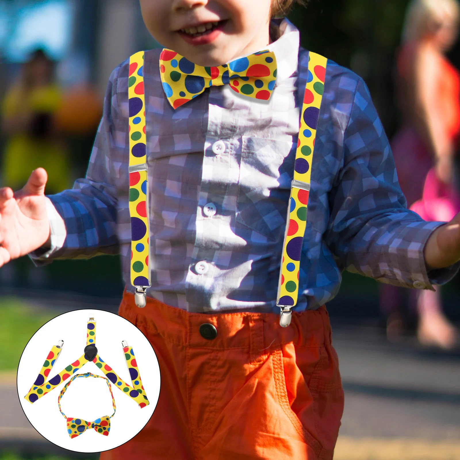 Pantaloni da lavoro con cintura con papillon a pois per bambini Bretelle elastiche per bambini e abbinamenti