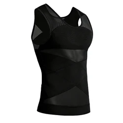Men's Chest compression shirt to hide gynecomastia moobs slim chest slim belly tank top for Summer
