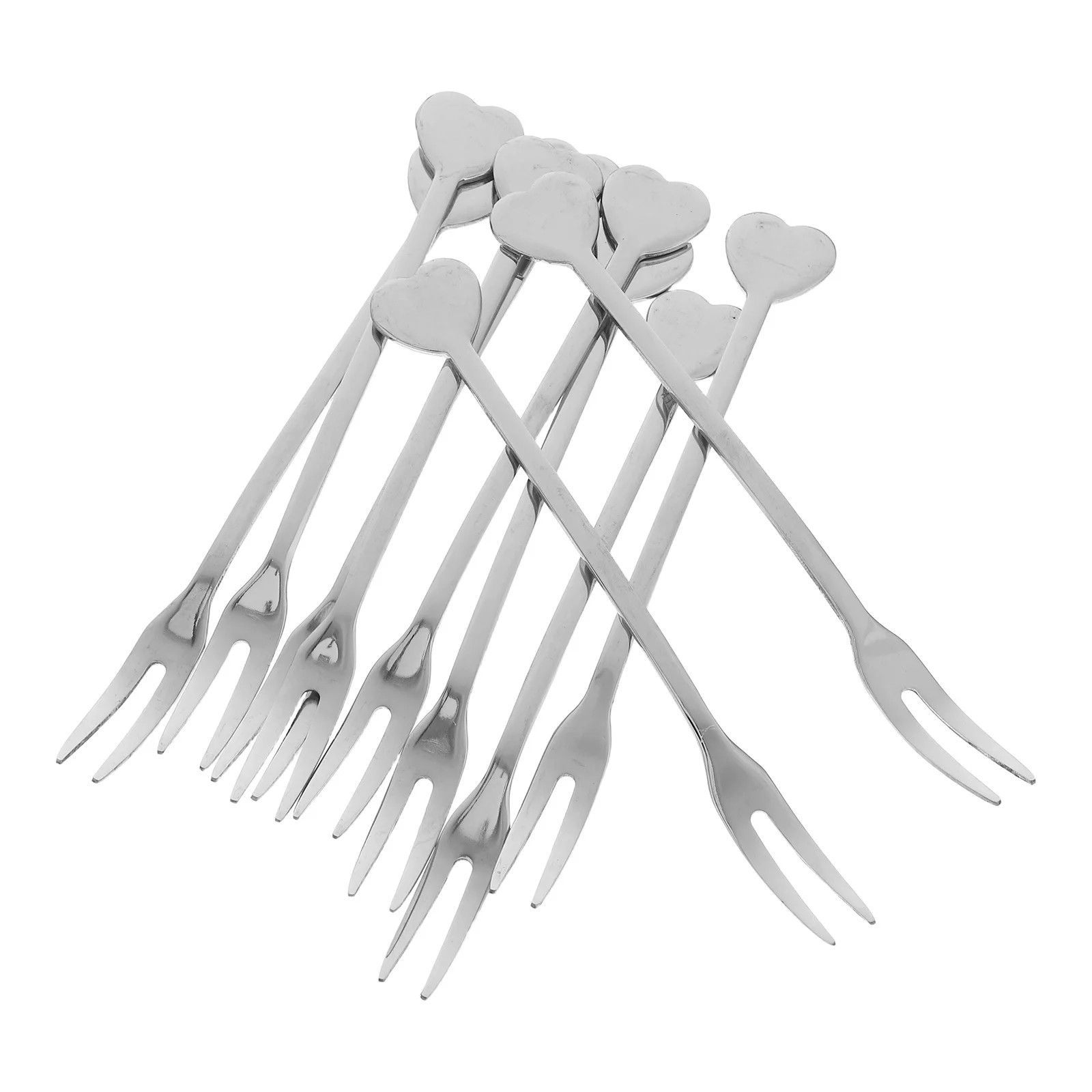 

10Pcs Stainless Steel Mini Dessert Fork Set Heart-Shaped Cake Forks for Fruit Pastry Appetizers Silverware Appetizer Forks