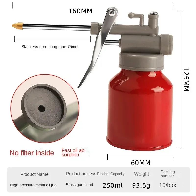 

Durable 250Ml High Pressure Transparent Oil Pot Brass Pointed Nozzle Oil Filling Gun Lubrication Manual