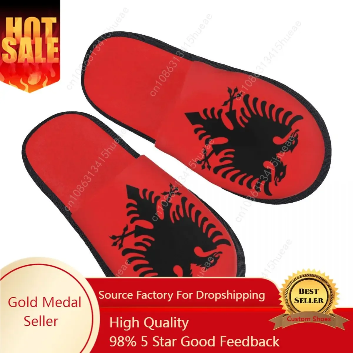 

Albania Flag Cozy Scuff Memory Foam Slippers Women Hotel House Shoes