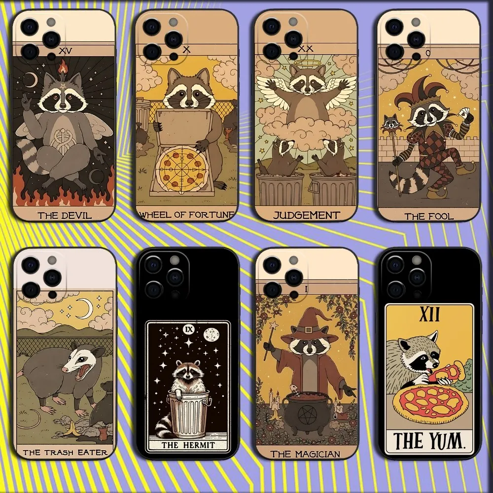 

Raccoon Tarot Art Phone Case For iPhone 16,15,14,13,12,11,Pro,X,XS,Max,XR,Plus,Mini Soft Black Cover