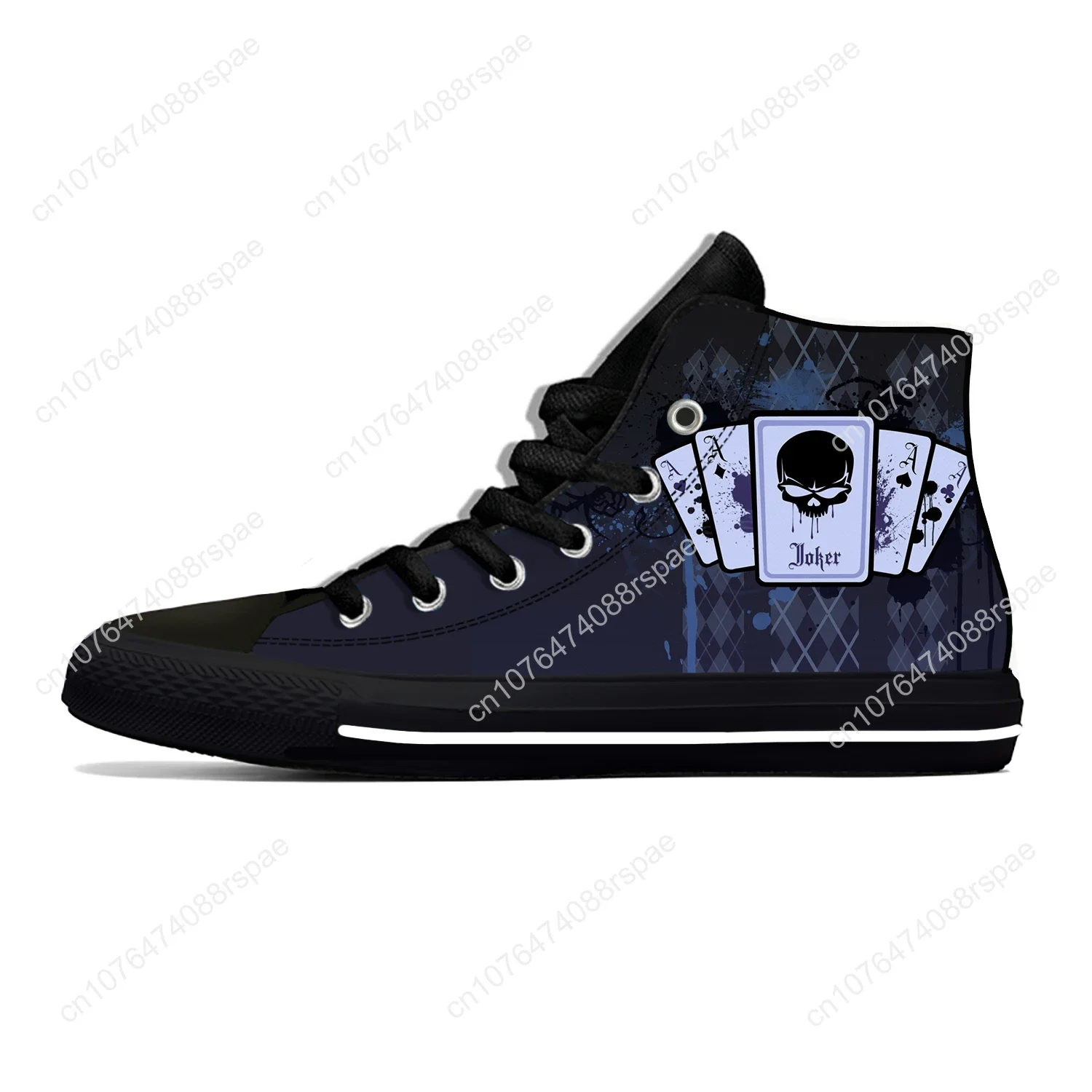 Hot Sensenmann Tod Schädel Poker Skelett Horror lässig Stoff Schuhe High Top leichte atmungsaktive 3D-Druck Männer Frauen Turnschuhe