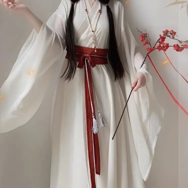 Original Weighing Hanboks Wei Jin Hanfu Women Girdling Cross Neck Halloween Carnival Ancient Chinese Wuxia Costume Women