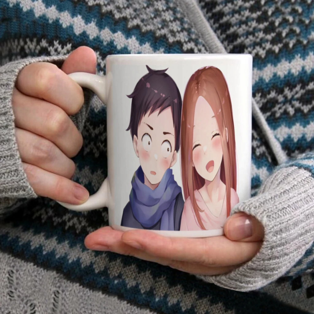 Anime Teasing Master Takagi-san White Mug 11oz Ceramic Tea Cup Coffee Mug Friends Birthday Gift