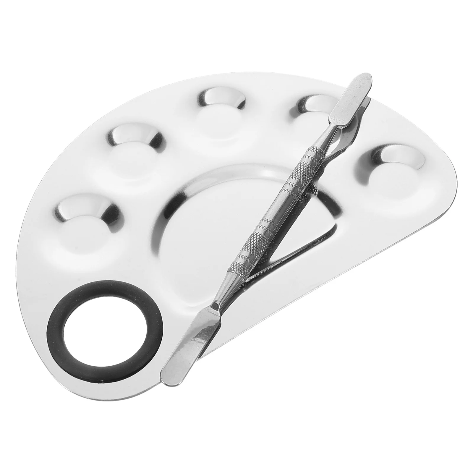 

Stainless Steel Makeup Palette Tray with Spatula for Nail Polish Color Mixing Versatile Mixing Board for Home Salon Use