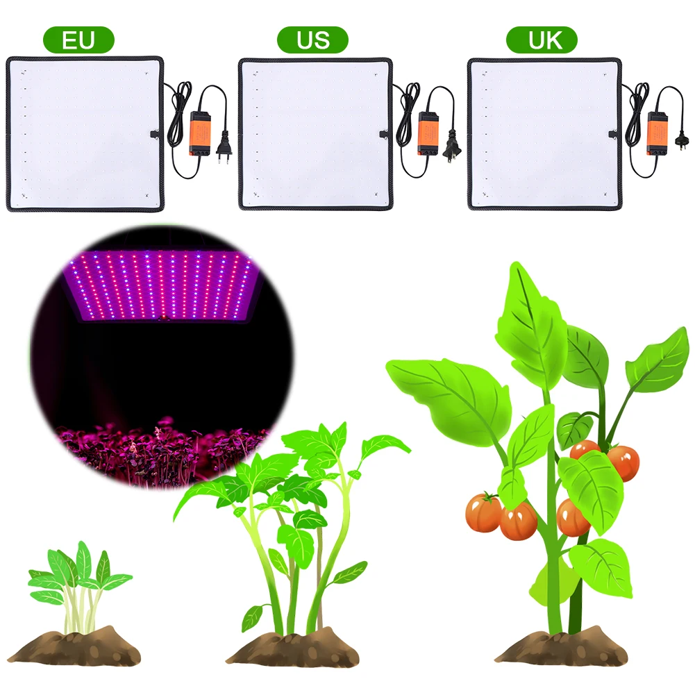 

45W LED Plant Lamp Red Blue LED Square Full Spectrum Plant Light 225 LED Grow Lights for Vegetables Flowers Greenhouse