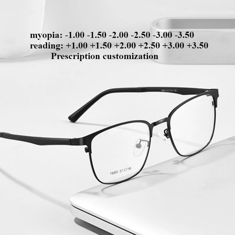 

Новые полнокадровые ретро мужские очки для чтения с защитой от синего света, очки для близорукости и астигматизма по индивидуальному заказу по рецепту