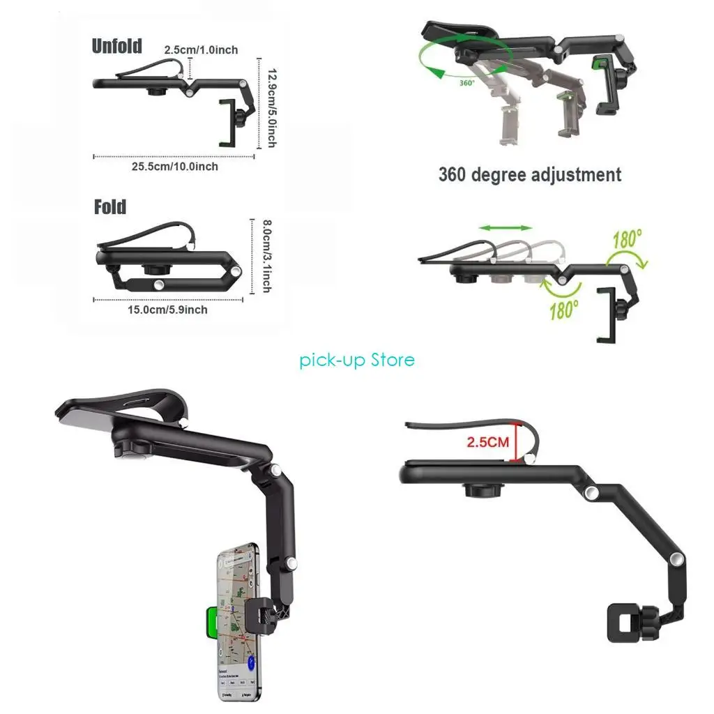 

Q5WA Portable Foldable Car Phone Holder Mount for Sun Visor Rear for Seat Suitable for Video Kitchen Desktop Br
