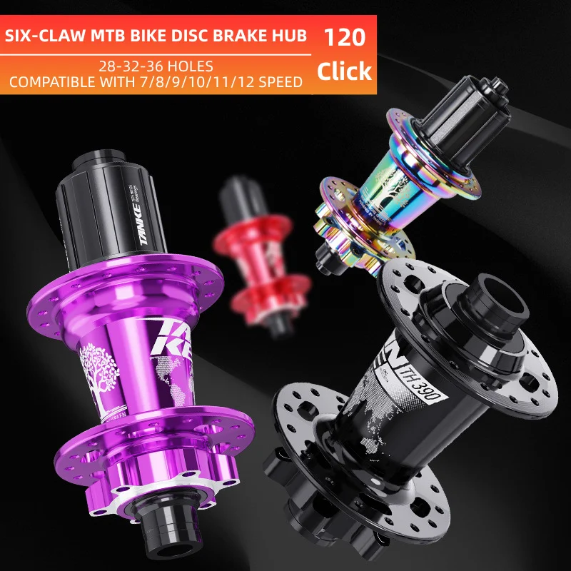 

120 Click Hub 6 Bearing MTB Mountain Bike Hub Front Rear Thru HG 28 32 36 Holes Disc Brake Bicycle Hubs 8 9 10 11 12 Speed