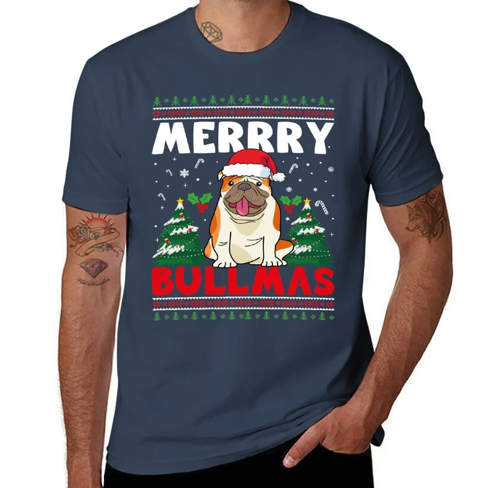 bulldog merry christmas bullmas T-Shirt t shirt man luxury t shirt for man T-Shirt