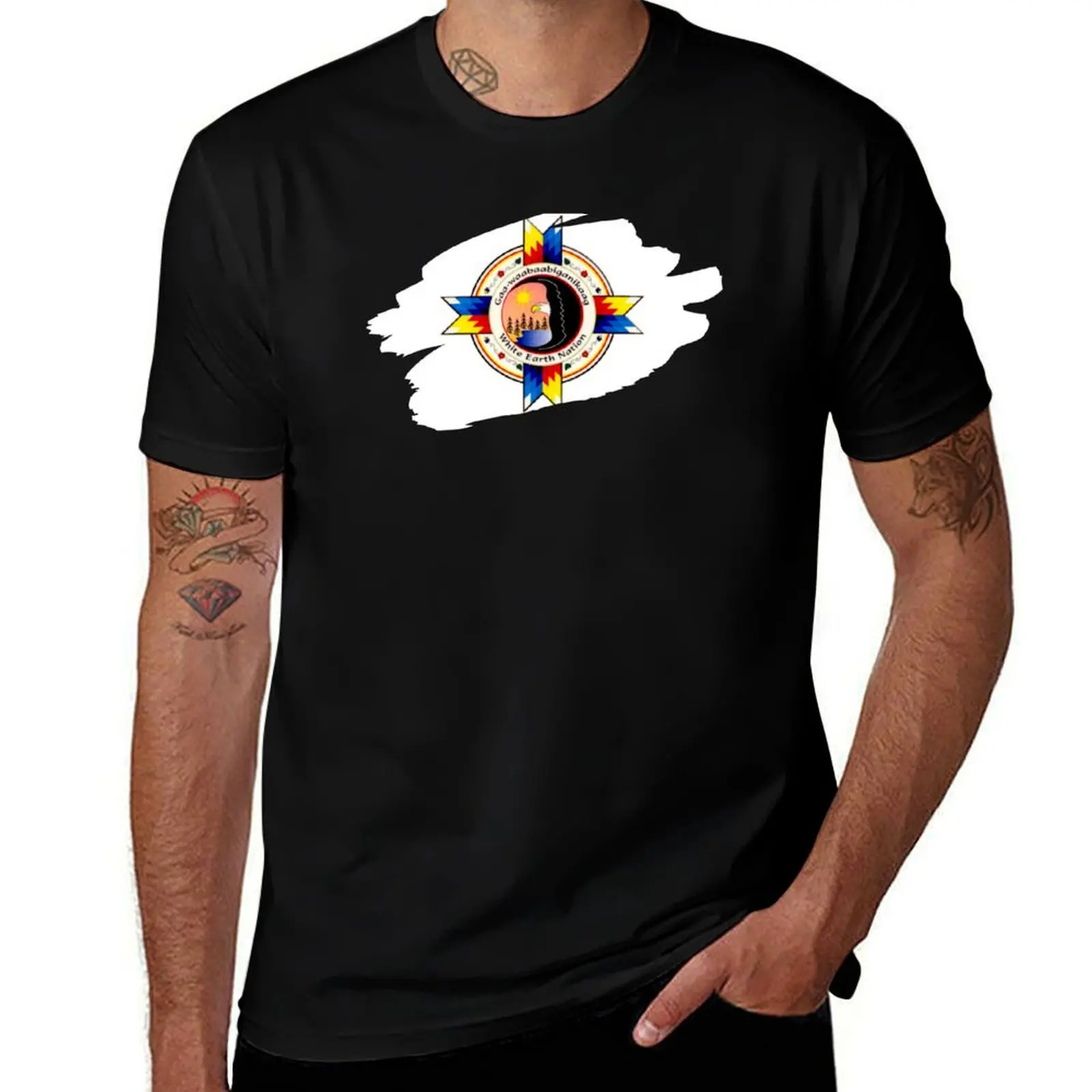 

White Earth Nation Brushstroked T-Shirt Fashion Pattern Printed Tee Shirt