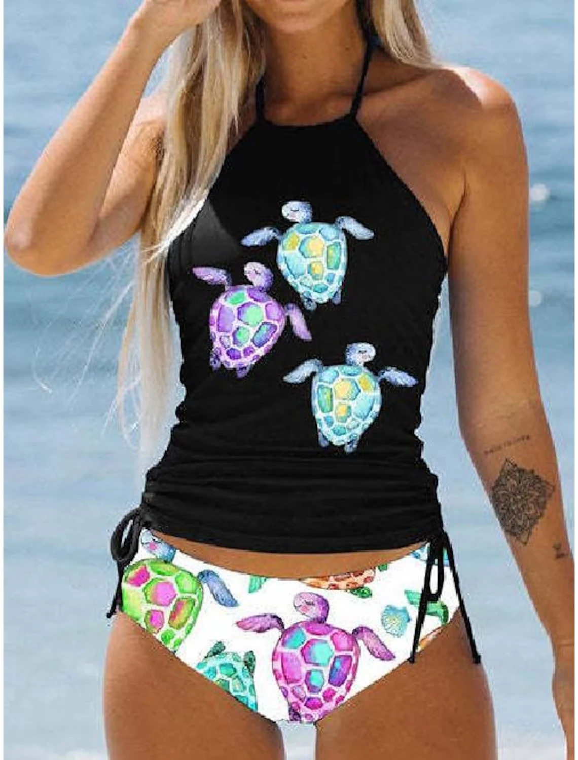 Traje de baño de dos piezas para mujer, Tankini con estampado de diseño, Monokini, novedad de verano, 2023