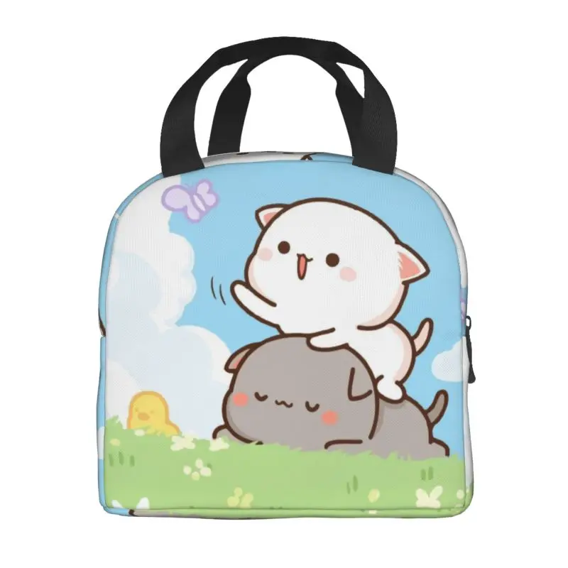 Peach And Goma Romantic Mochi Cat Insulated Lunch Bag for Women Resuable Cooler Thermal Lunch Tote Office Work School