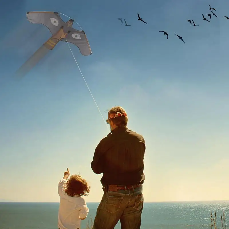 Hawk Kite Bird Scarer 2m Kite String Simulated Feather Reflective Bird Hawk Flying Kite Bird Scarer Repeller For Farm Protector