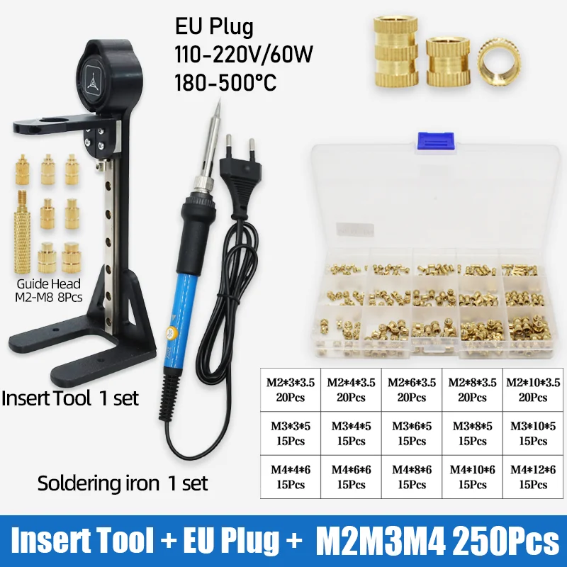 Wärmesatz-Einst eck werkzeug m2 m3 m4 m5 m6 m8 Messing gewinde einsatz mutter Lötkolbens pitze Kupfer-Embedded-Kit für den 3D-Kunststoffdruck – Detail 14