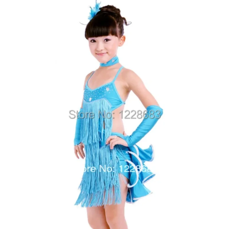 dd12New 2020 الفتيات الاطفال الأطفال حجر الراين هامش كوكتيل السالسا سامبا التانغو قاعة الرقص لاتينا زي التنانير فستان رقص اللاتينية