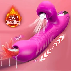 Powerful Vibrator Thrusting Dildo for Women Clitoris Sucker Vacuum Stimulator G Spot Tongue Licking Adult Sex Toy for Women