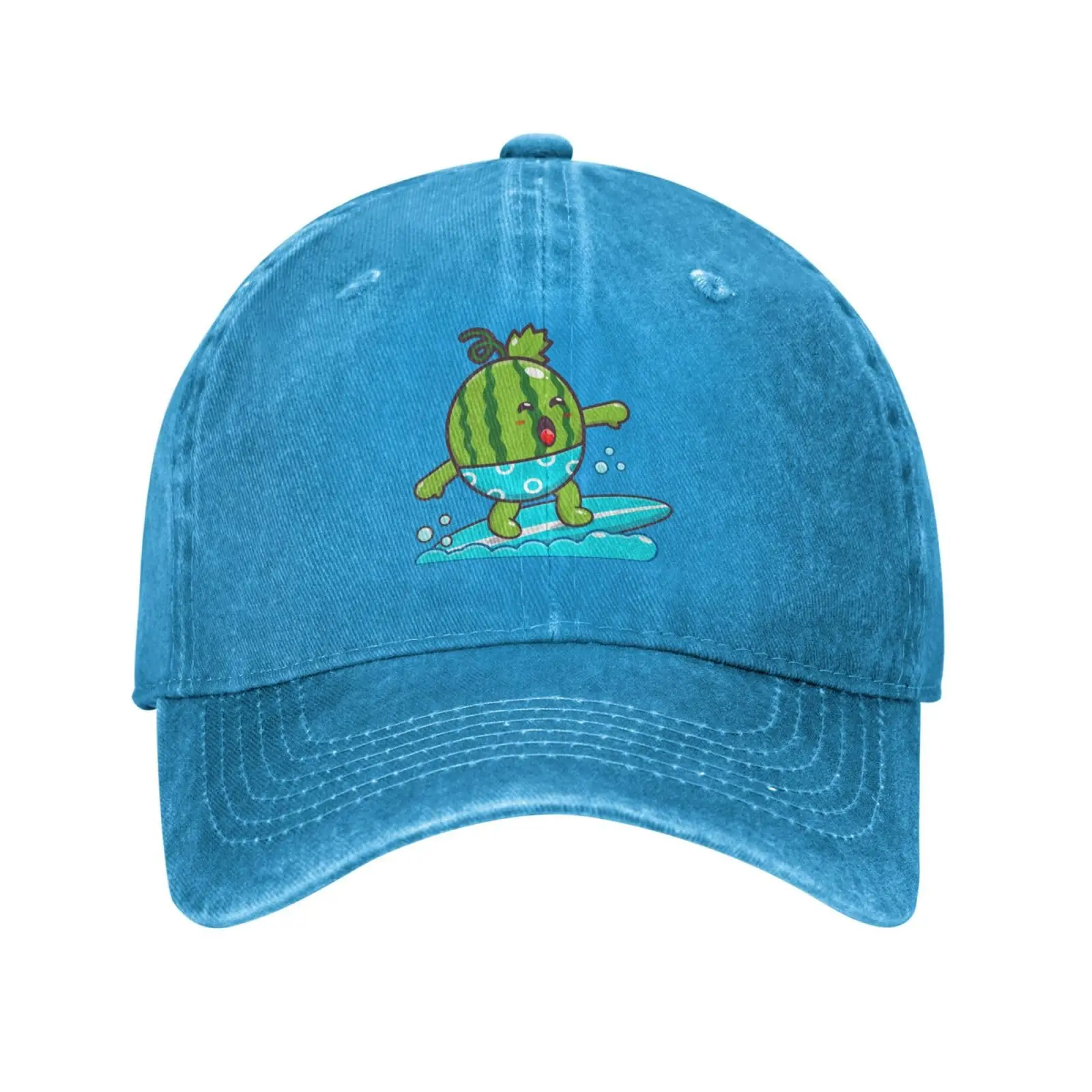 Cute Watermelon Surfing On The Beach Baseball Cap for Men Women Vintage Trucker Hat Golf Hats Dad Caps