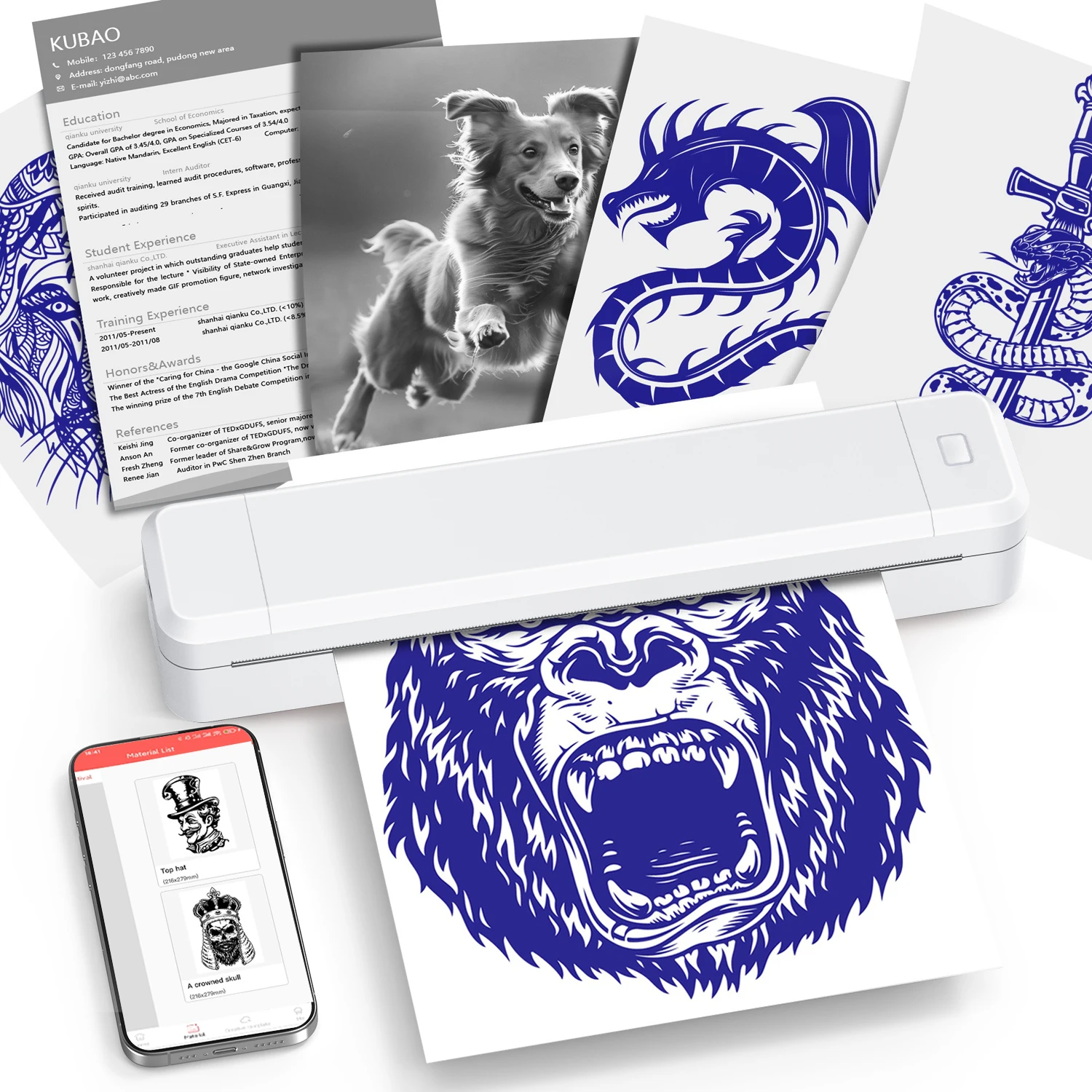 

Портативный термопринтер Marklife X8 Mini A4 — Bluetooth HD машина для татуировок для делового использования, совместимая с бумагой формата А4