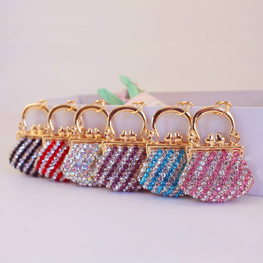 lovely handbag-shaped pendant keychain alloy rhinestone bag-pendant for girls