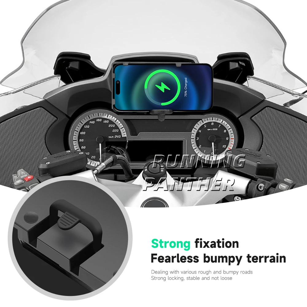 For BMW R1200RT R1250RT Suitable GPS Navigator USB Charger Mobile Phone Navigation Bracket 2 In 1 Fast Wireless Charging