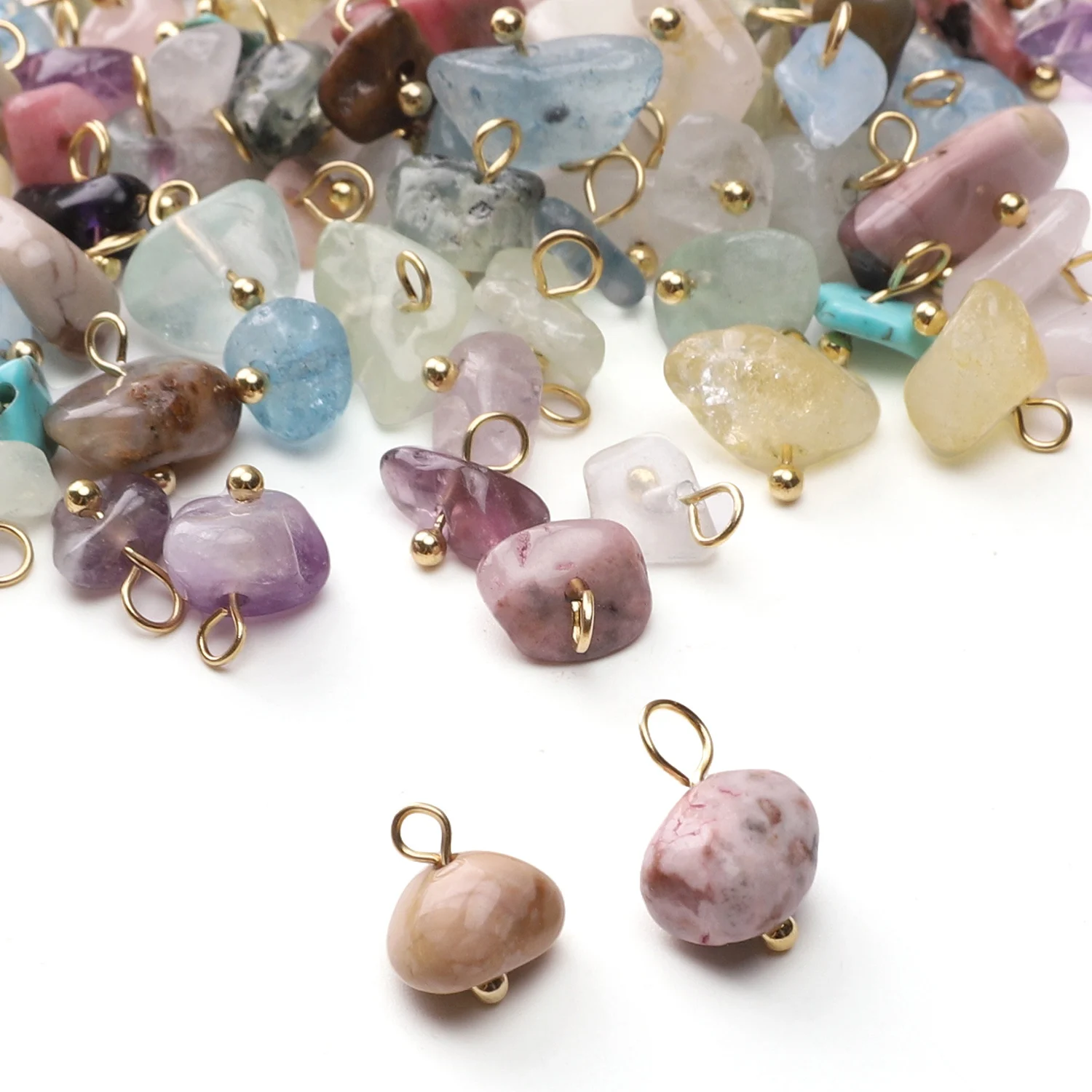 5pcs/bag 5-10mm Nature Stone Pendant Colorful Irregular Gravel Shape Charm Pendant Handmade Earrings Necklace Accessories