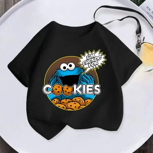 High quality Kids Summer Short sleeved Girls and Boys T-shirts Hipster Sesame Street Cartoon Printed Kids T-shirts Fun casual ba