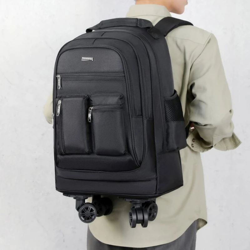 

Large capacity travel backpack with wheels，Hidden Trolley Waterproof Carry-On Luggage，Men's Weekend Travel Bag