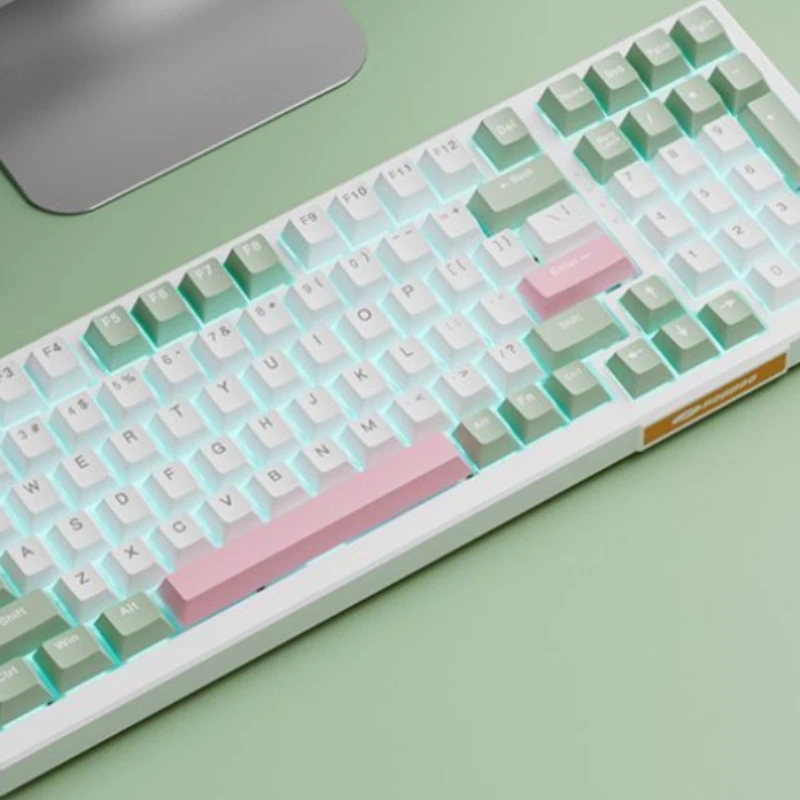 

134-key Two-color Keycap OEM Height Small Full Set of Three-color Mint Lotus Girl Personalized Mechanical Keyboard Keycap