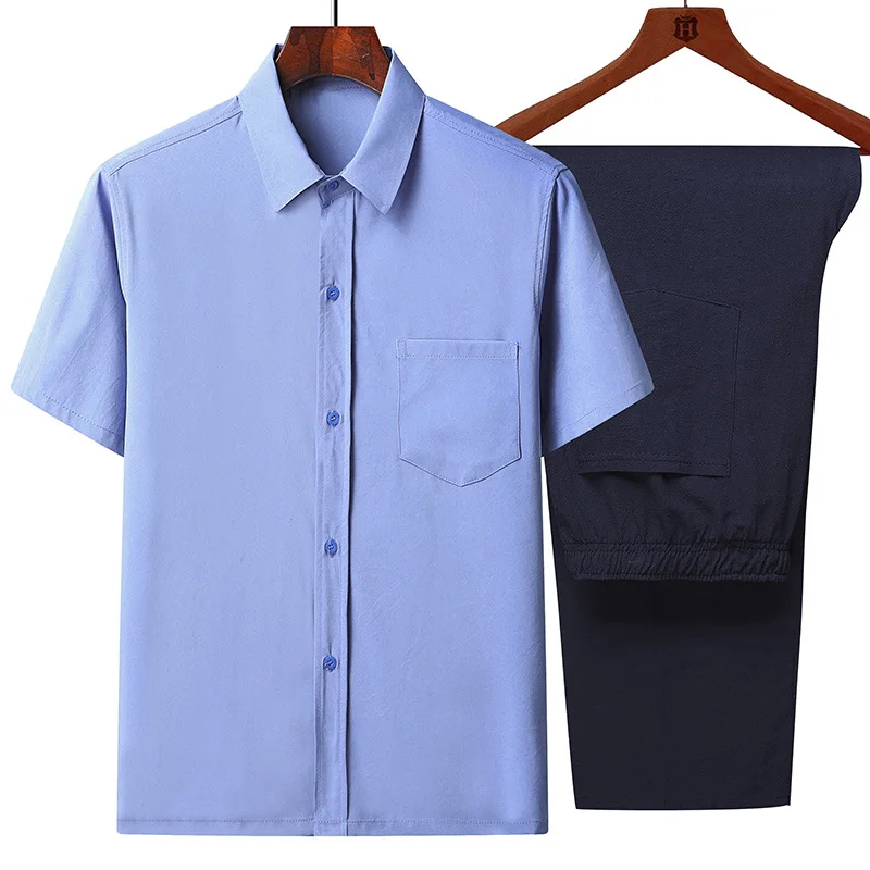 

Tang Suit (top + Pants) Men's Fashion Casual Business Thin Short Sleeve Chinese Style Lay Dress Han Dress Tai Chi Suit