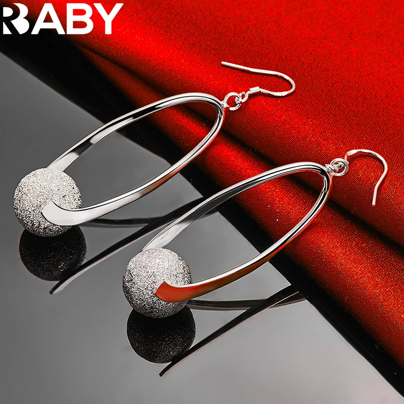

URBABY 925 Sterling Silver Frosted Bead Ball Drop Earrings For Woman Fashion Charms Wedding Engagement Party Jewelry Gifts