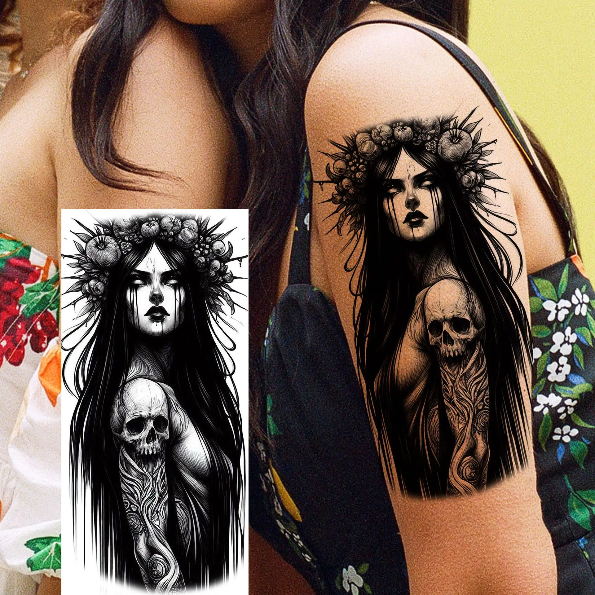 

Water Transfer Tattoo Stickers Human Portrait Exclusive High Quality Durable Non Toxic for Leg Arm DIY