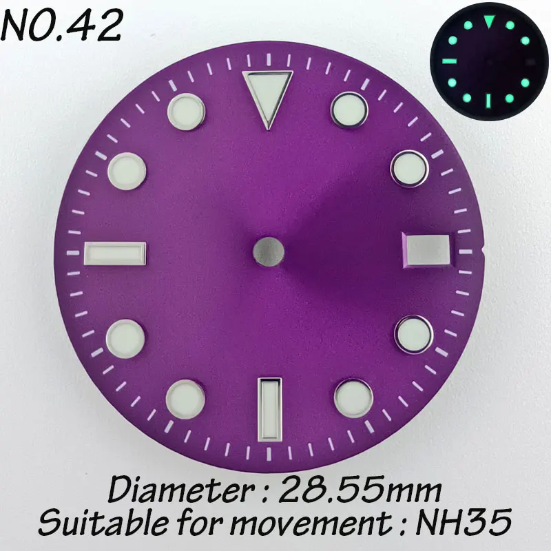 28,55 mm C3 grün leuchtendes Zifferblatt mit Zeitanzeigen, geeignet für NH35 NH36 Uhrwerke, SKX 007 Uhren-Ersatzteile