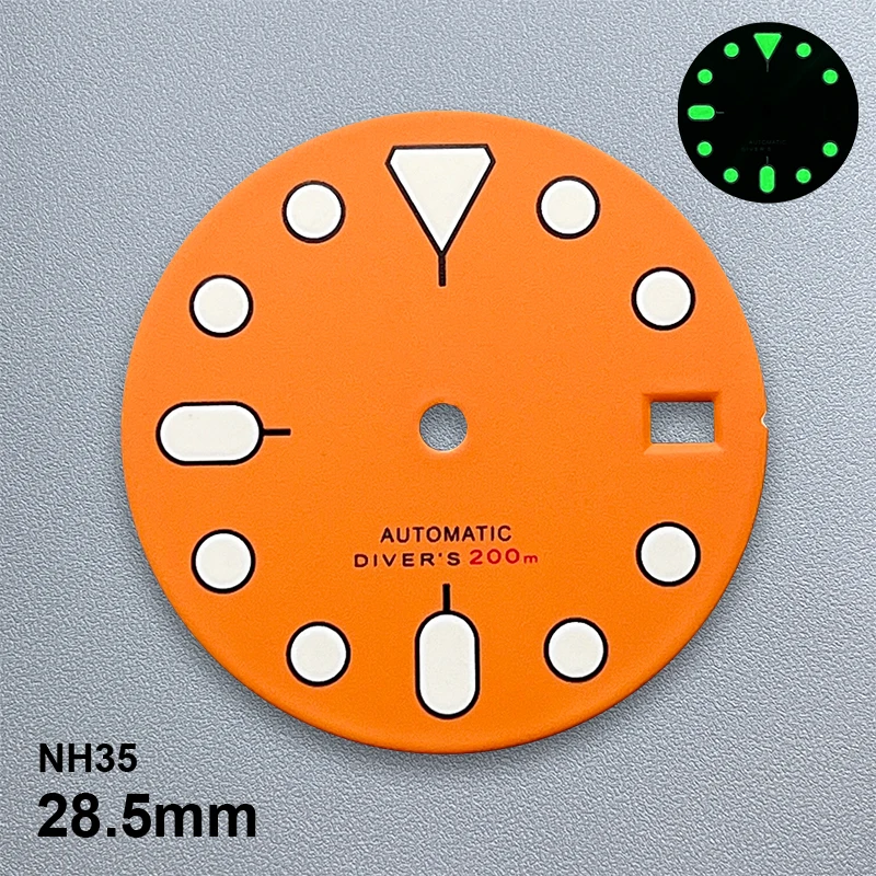 28.5mm SKX007 S Logo Dial Fit NH35/NH36/4R36 Movement Strong Green Luminous Sunray/Matte High-Quality Watch Modified Accessories