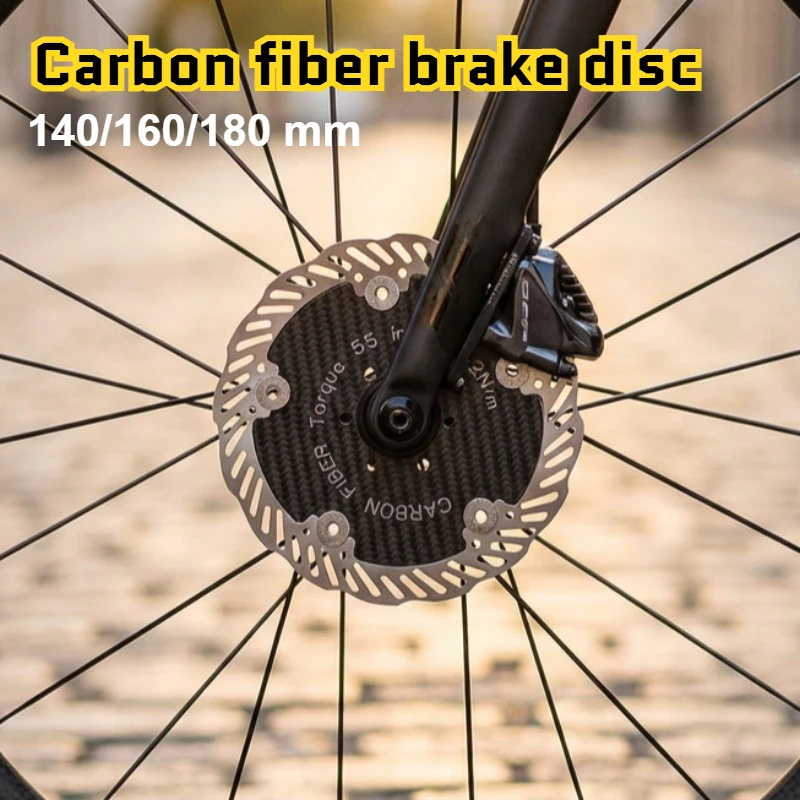 

Carbon Fiber Brake Disc 140/160/180mm Lightweight Floating Rotor Six Bolt Center Lock for Road Bike Cycling MTB Accessories