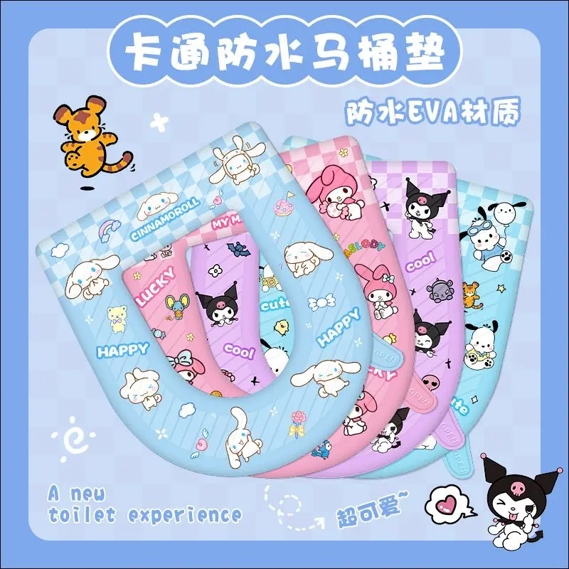 

Sanrio Cinnamoroll Kuromi Anime Kawaii Ins Toilet Mat Cute Cartoon My Melody Pochacco Waterproof Toilet Seat Mat Gifts Toys